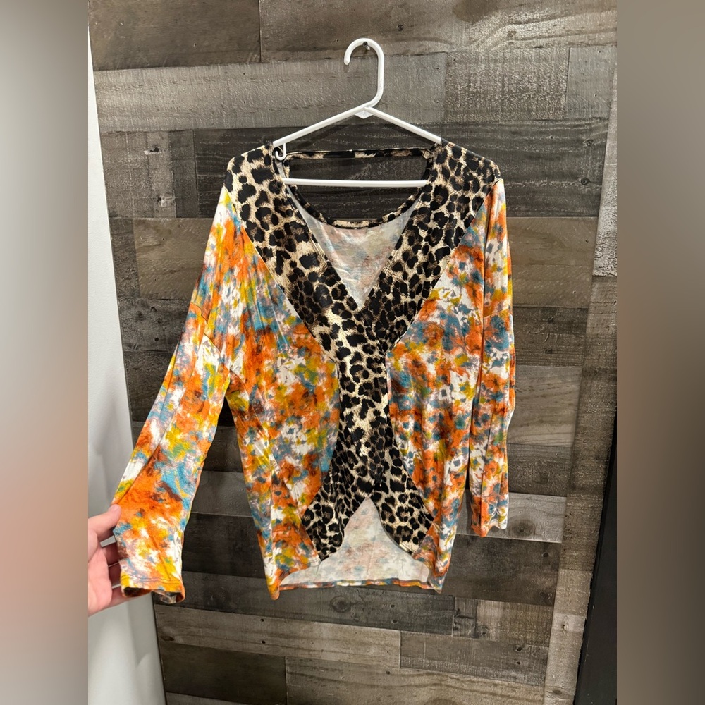 Coco Kelly | Criss Cross Detail Cheetah Top